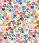 Rose & Hubble Multi Heart, 100 % Baumwollstoff, 150 cm breit, digital bedruckter Stoff zum Basteln, Nähen, Patchwork und Kinderbasteln